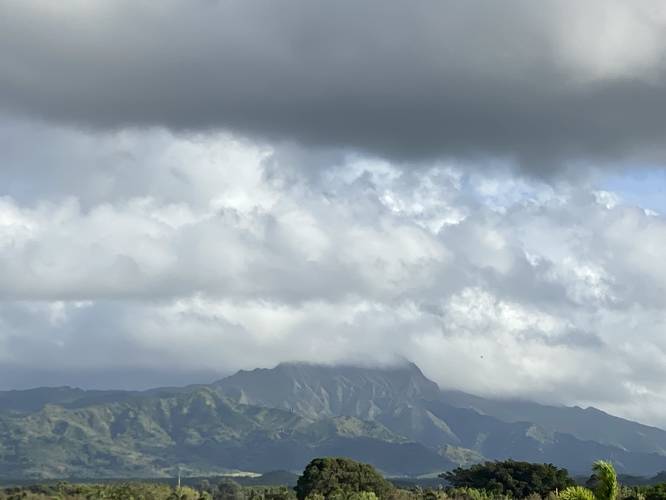 View of the Kahili Mountain range (temporary as of June 2022 as a new resort is being built just below the frame)