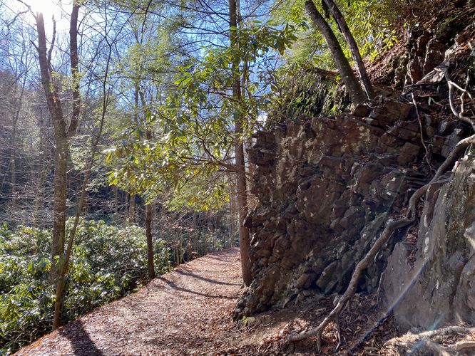 Rock ledges along the Hawk Falls Trail