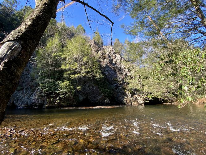 View of Mud Run and adjacent rock ledges