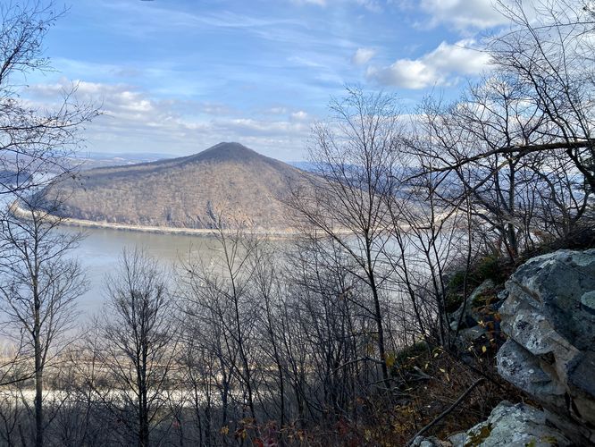 View of the Susquehanna River and mountain across the valley