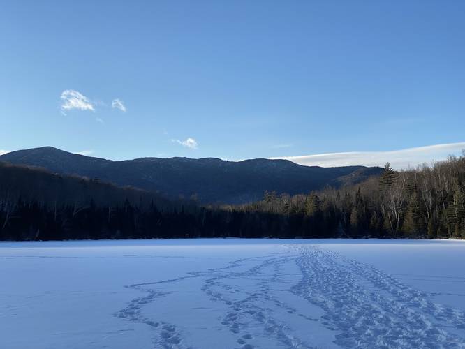 Nye Mountain from middle of icy Heart Lake