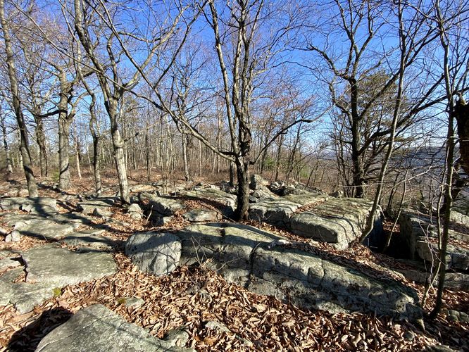 Rocky outcropping makes it hard to hike through parts of the trail