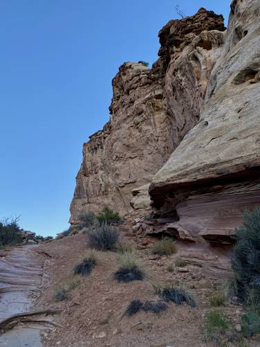 Trail leads up the gorge with interesting rock formations to the side of the trail