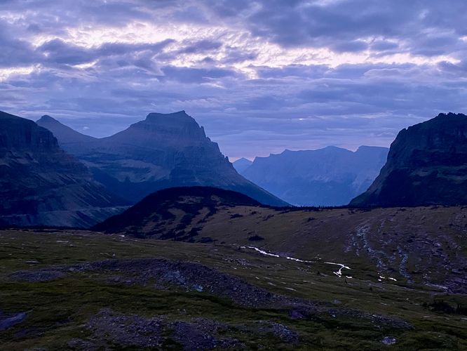 Eastward view of mountains around Logan Pass