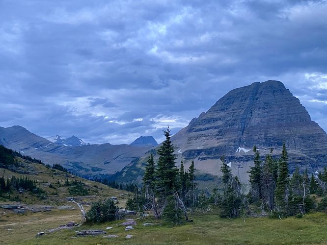View of Bearhat Mountain (right), Gunsight Mountain (center), and Jackson Mountain (left)