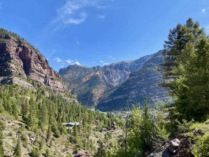 View of Ouray and the surrounding mountains