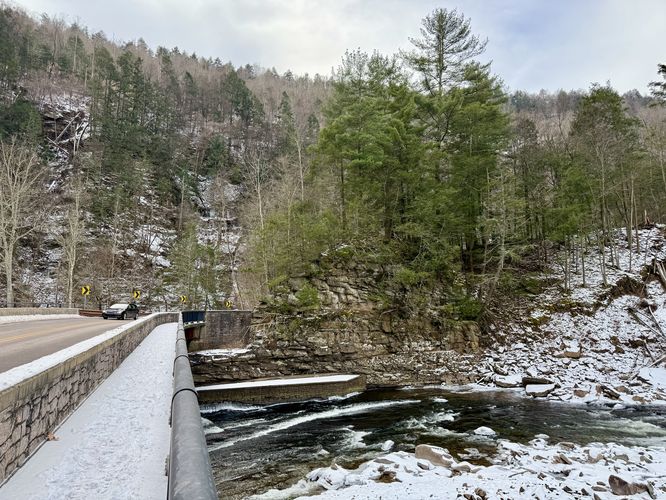 Hike across the bridge (west) to reach the High Rock Trail