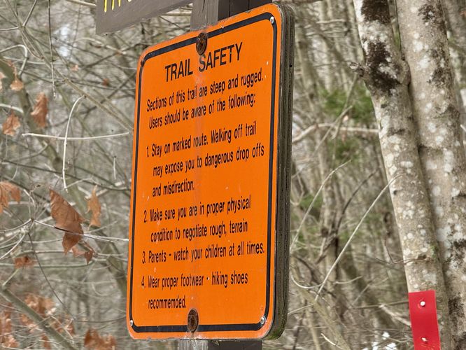 Warning: steep terrain, use proper footwear, and stay away from ledges