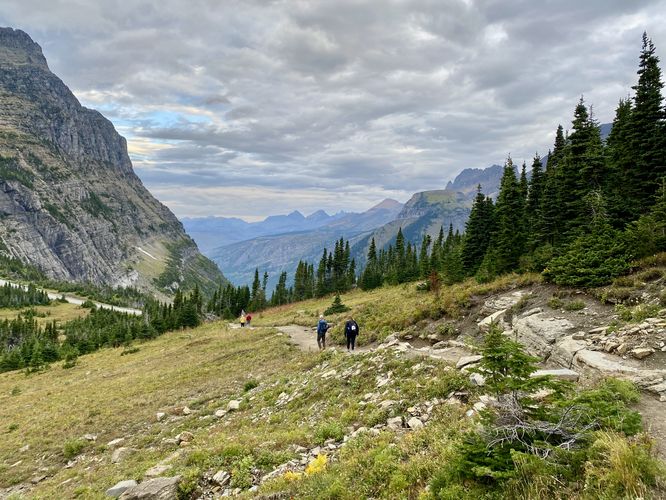 Hikers set out down the Highline Trail