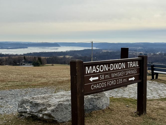Mason-Dixon Trail at Highpoint with a view of the Susquehanna River behind