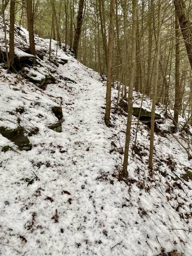 Hiking up the snowy Hilborn Trail