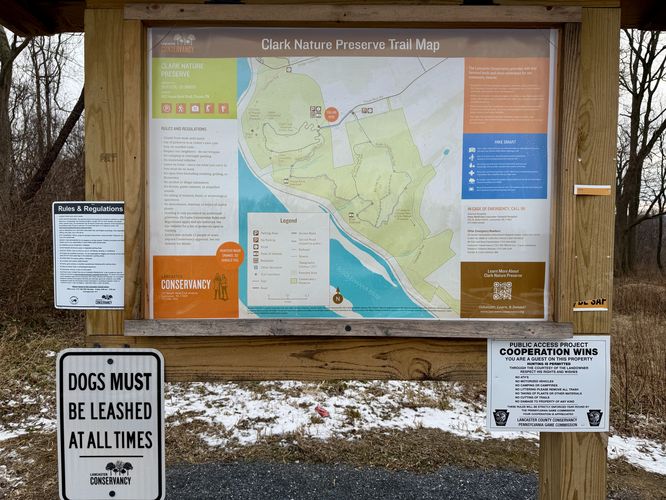 Clark Nature Preserve trailhead info kiosk