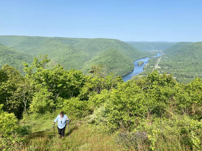 Hiking up Hyner View