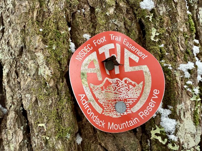 Red blazes of the Gill Brook Trail