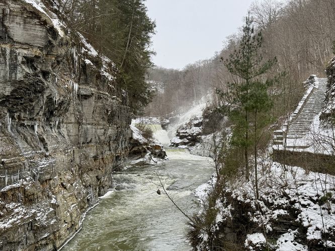 View of Lower Falls from the stone footbridge
