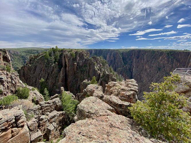 Jutting rock outcropping leads into the Black Canyon