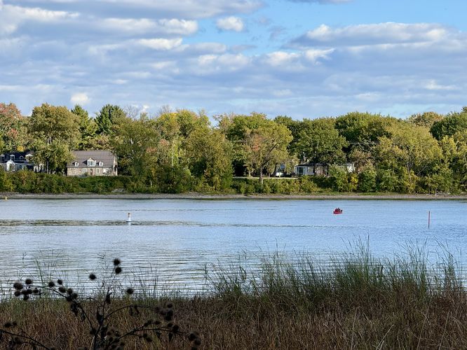 View of kayakers in the Saint Lawrence River
