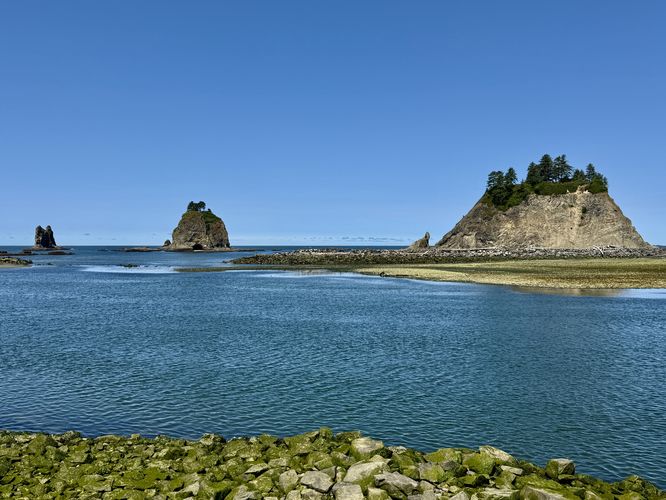 View of Gunsight Rock (left) and Little James Island (right)