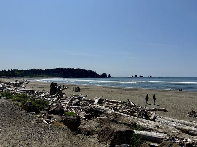 View of First Beach and the sea stacks in the distance