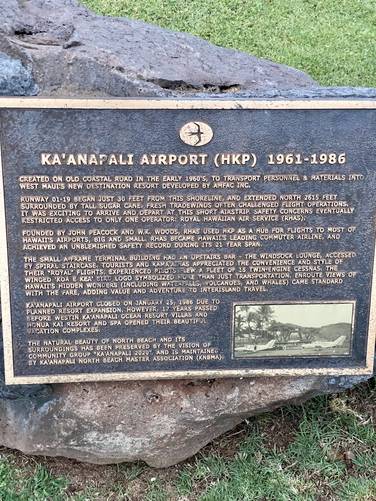 Ka'anapali Airport historical information (1961-1986)