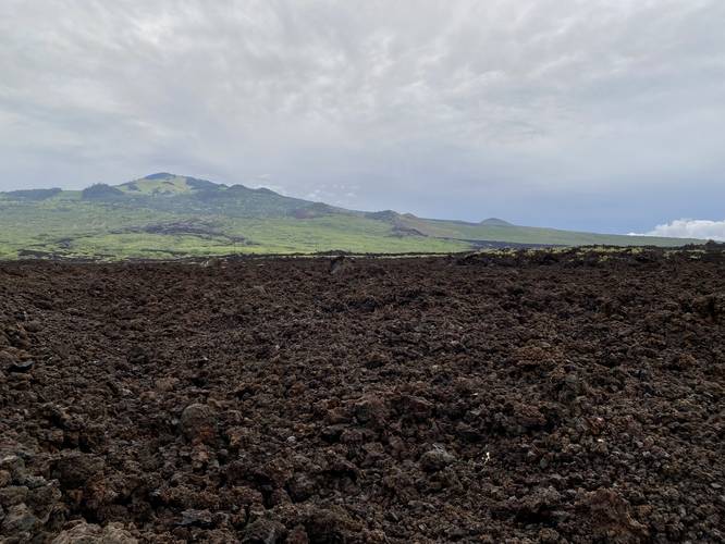 View of the lava field and the soutwestern slopes of Haleakala (do not enter, unexploded ordinances and toxic chemicals)