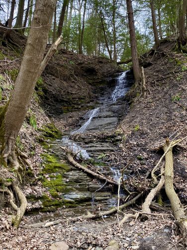 Multi-tiered waterfall, approx. 30-feet tall