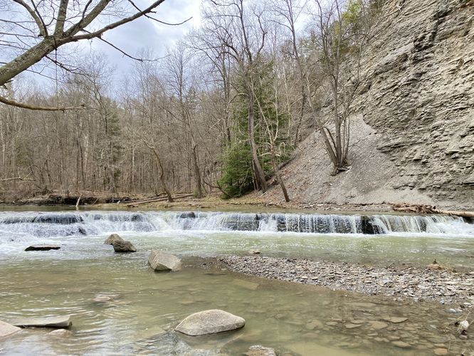 Keshequa Creek Falls (approx. 3-feet tall, 100+ feet wide)