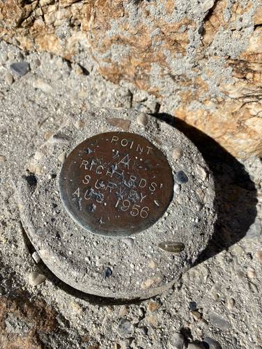 Point "A" Richards' Survey Aug 1956 (survey marker)