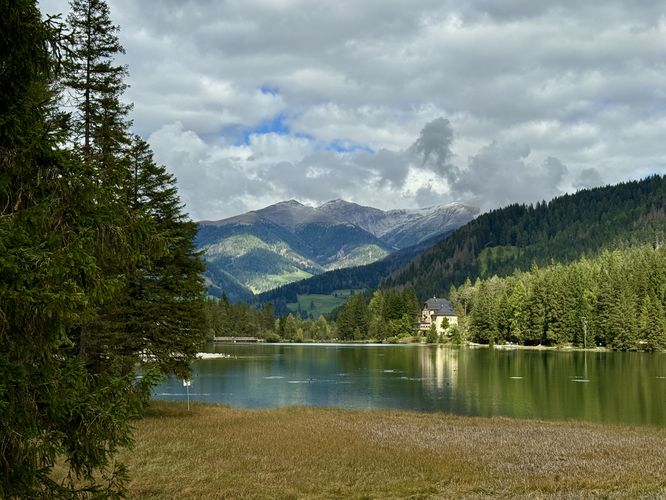 View of the Hotel Baur am See from the observation deck