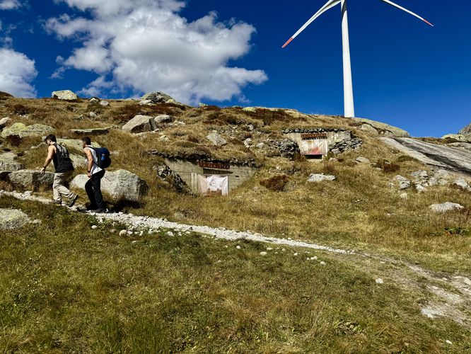 Hikers start on the trail to Lago di Lucendro (Lake Lucendro)