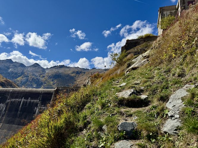 Steep slopes with rock steps