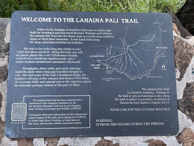 Lahaina Pali Trail historical info