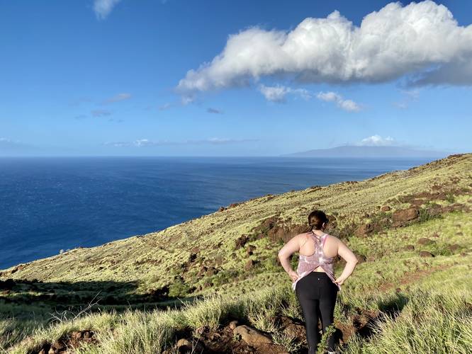 Taking in the views of Lanai from the Lahaina Pali Trail