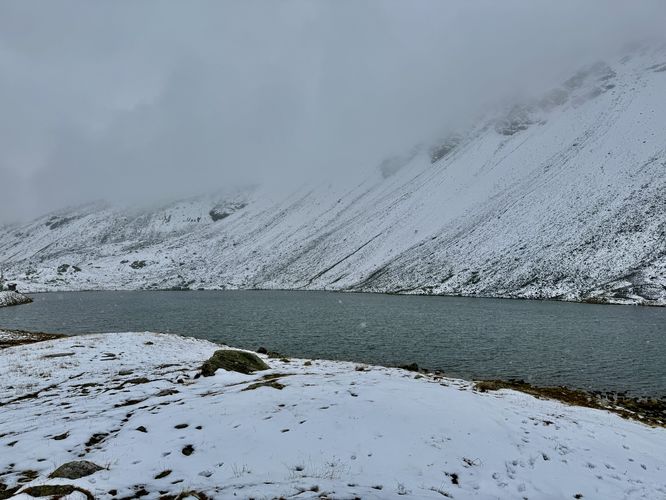 Snowy view of Lai da la Scotta
