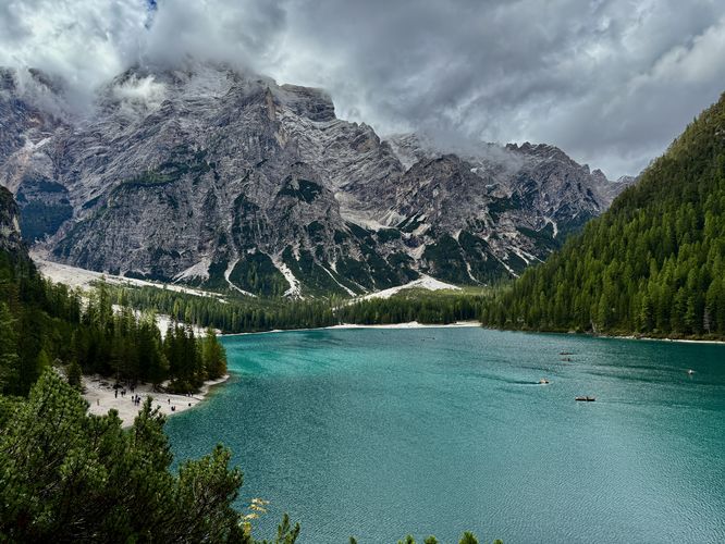 Vibrant turquoise waters of Lake Braies