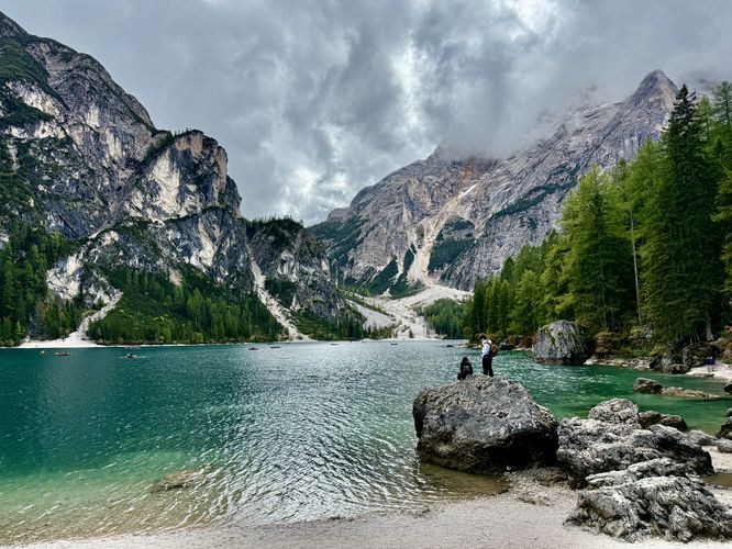 Breathtaking view of Lago di Braies from the northwest shore.