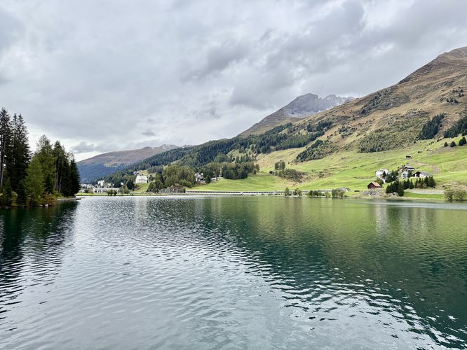 View of turquoise waters in Lake Davos