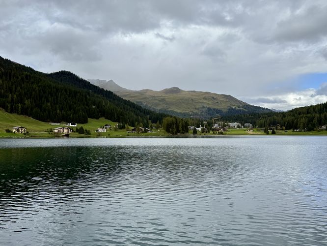 Views of mountains surrounding Lake Davos