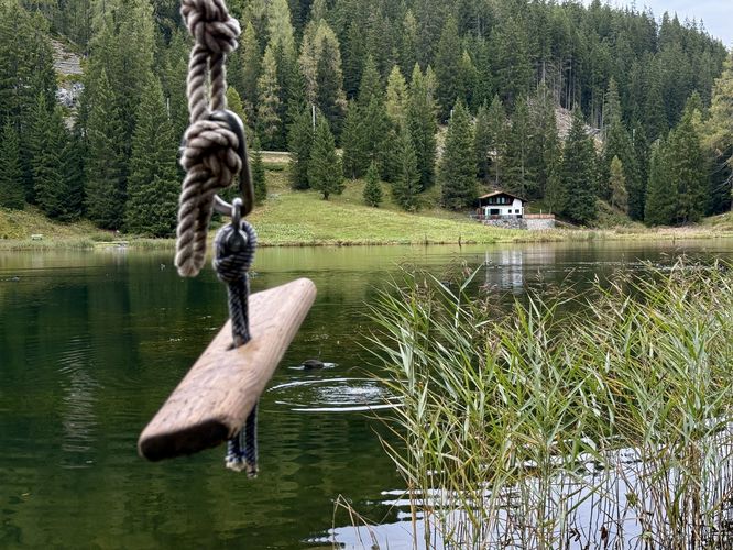 Rope swing at Schwarzsee