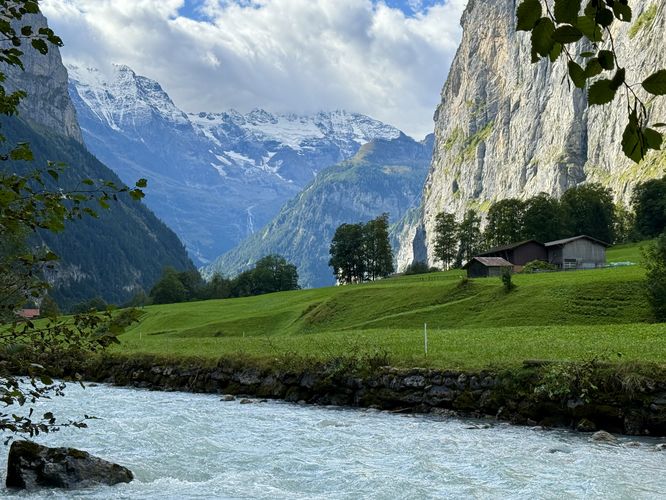 Stunning view of the White Lutschine and surrounding Alps