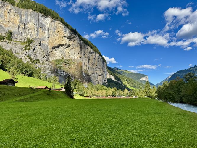 Views of Staubbach Falls and the valley