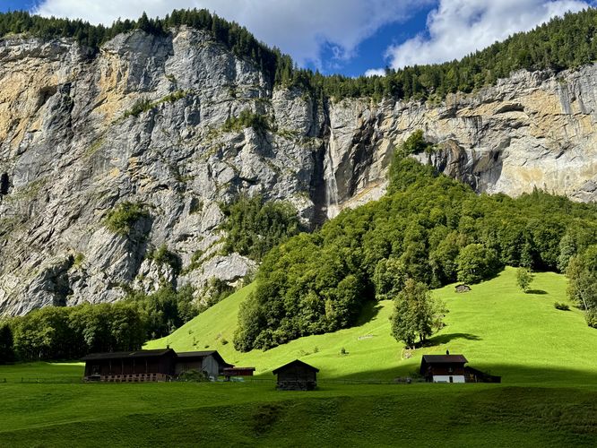 View of Spissbach Falls from across the valley