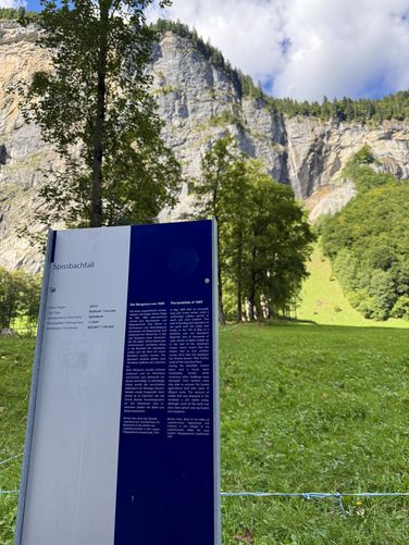 Spissbach Falls information sign
