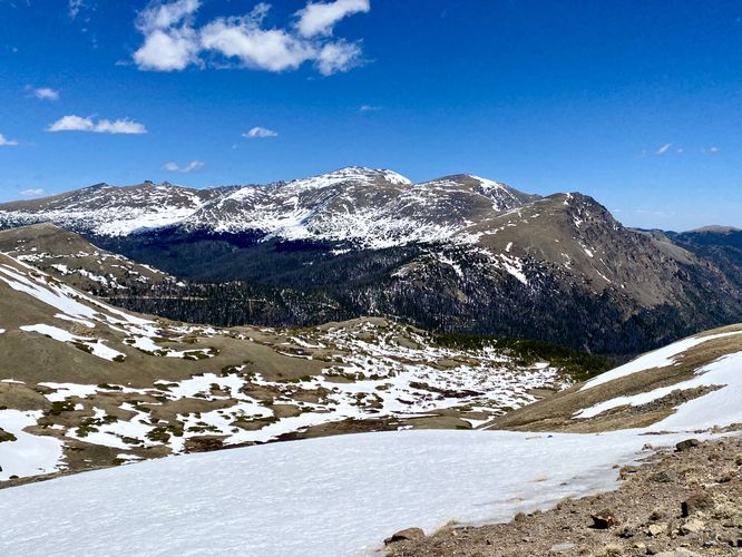 Mount Chapin (right), Mount Chiquita (center-right), Ypsilon Mountain (center)