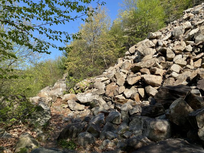 Trail passes through a boulder field
