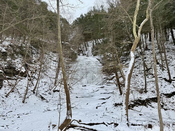 Downstream view of Lower Lick Brook Falls