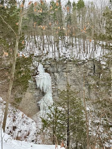 View of Lick Brook Falls (approx. 90-feet tall) from the trail
