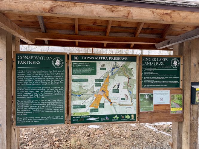 Trailhead kiosk at Tapan Mitra Preserve
