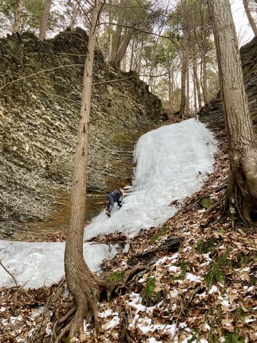 Tributary waterfall (w/Dave doing some ice climbing)