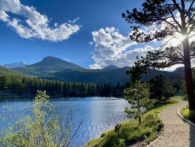 View of Lily Lake, Estes Cone, and Longs Peak
